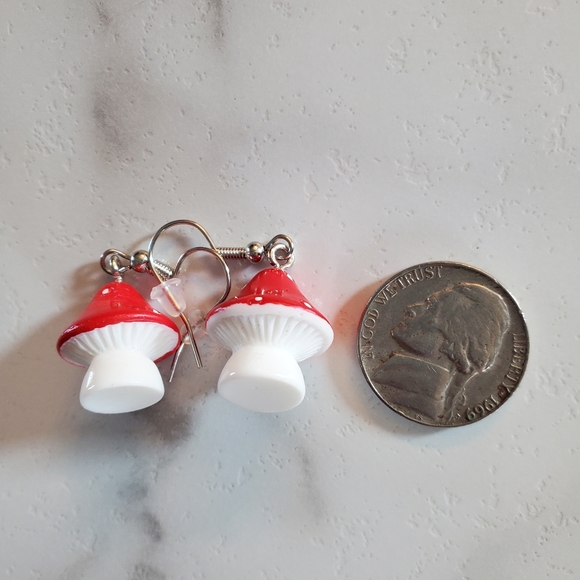 Red Mushroom Earrings - Picture 2 of 10